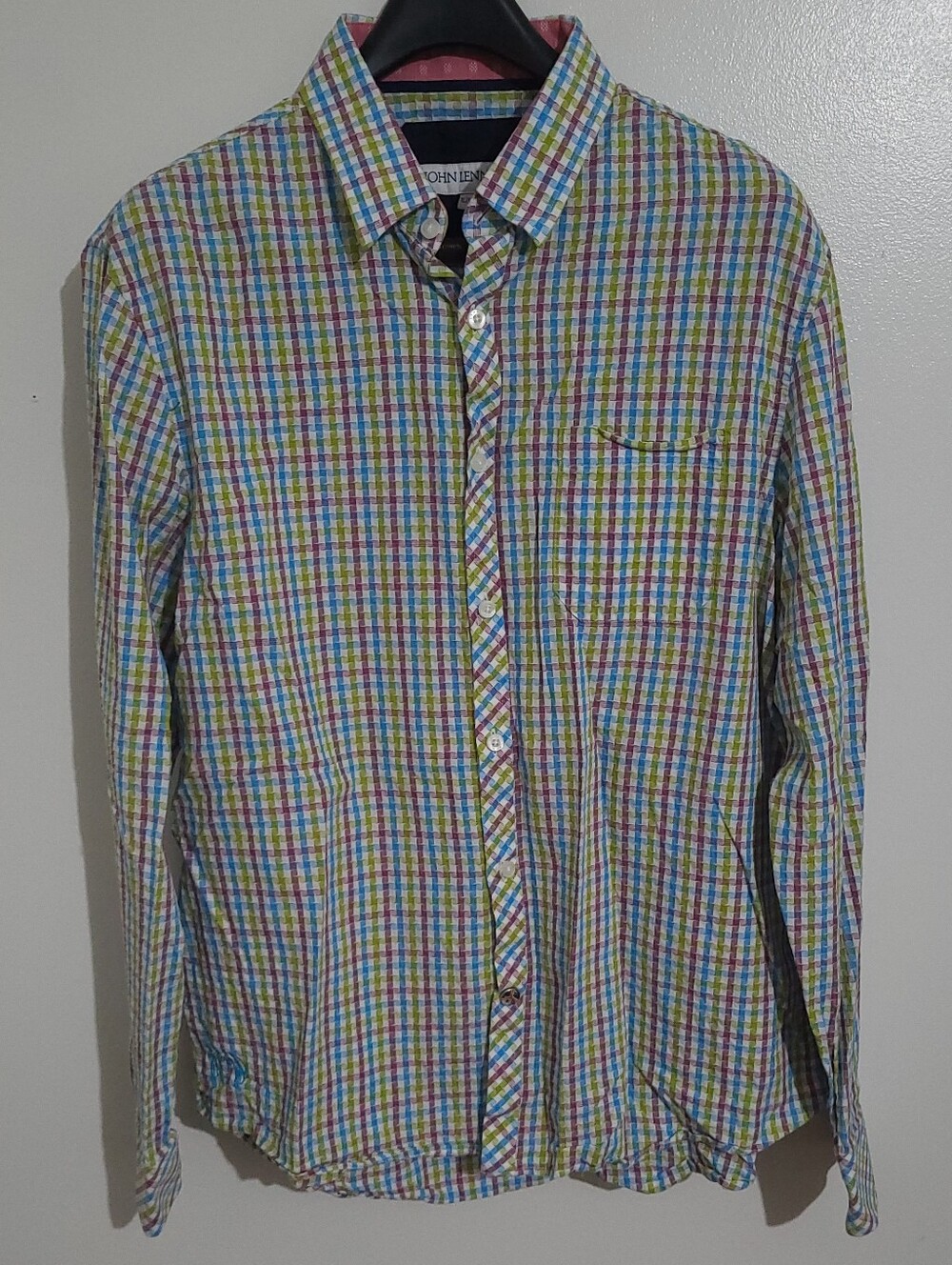 John Lennon Multicolor Plaid Dress Shirt Size XL